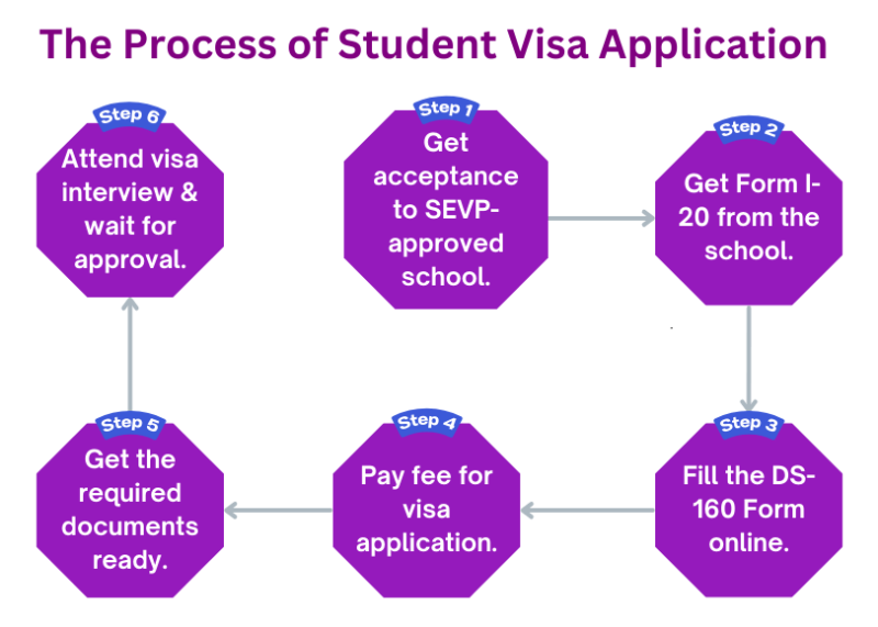 Process of student visa application in the US